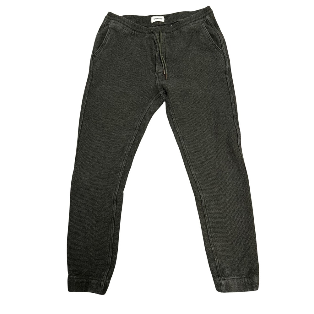 Taylor Stitch Apres Pants Medium Olive Waffle Weave Joggers Drawstring